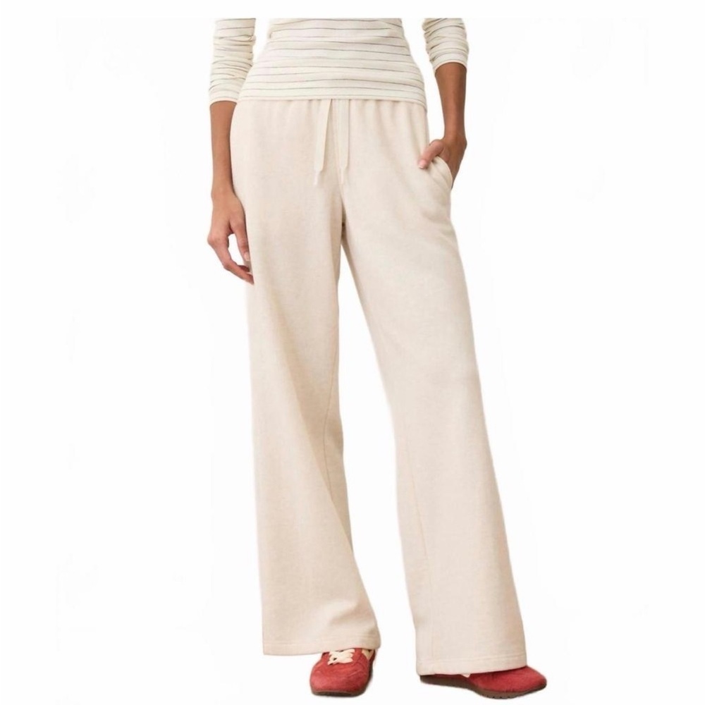 NEW MARINE LAYER cloud 9 fleece wide leg sweatpant in oatmeal heather